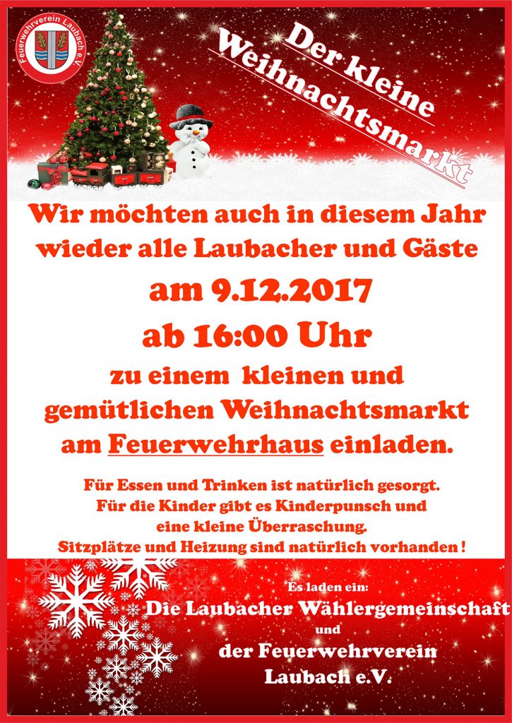 Einladung: Laubacher Weihnachtsmarkt 2017