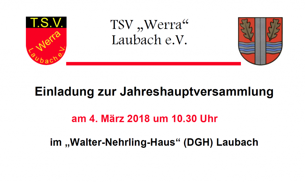 Einladung - Jahreshauptversammlung TSV Werra Laubach